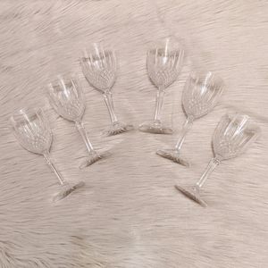 Vintage set of 6 etched crystals drink glasses